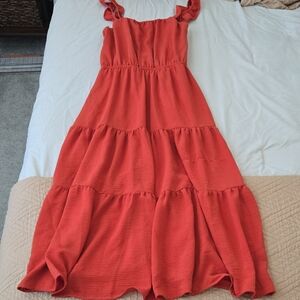 Superfoxx Flutter Sleeve Ruffle Tiered Dress Maxi